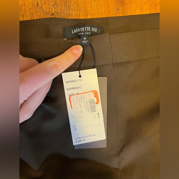 Lafayette 148 New York Espresso Dress High-Rise Waist Pants NWT! - Picture 6 of 10